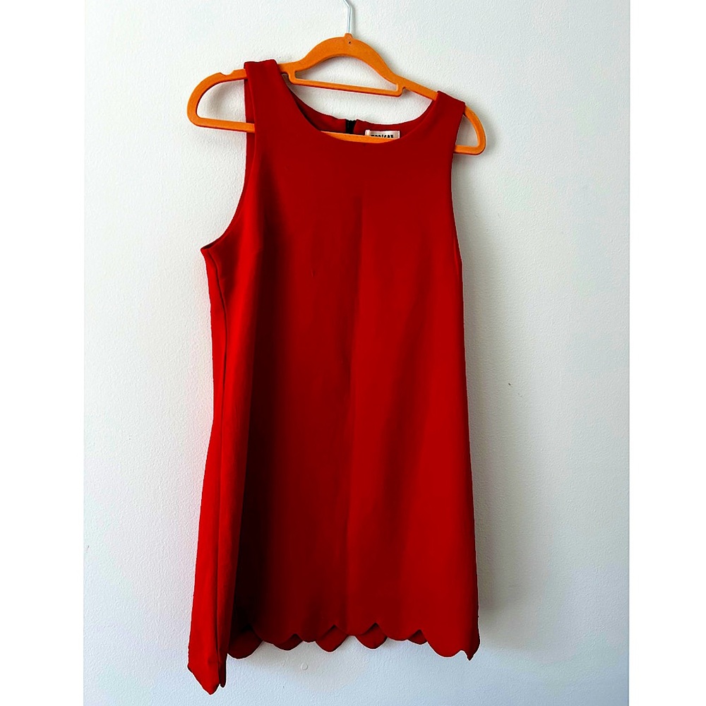 Scalloped red cocktail dress